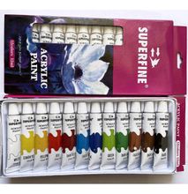 Superfine Acrylic Paint 12 Set For Canvas Wood Ceramic Rock Painting